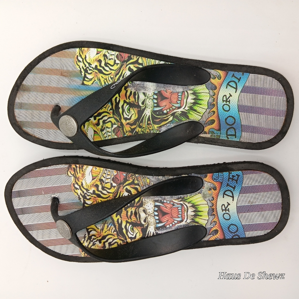 Ed Hardy flip flops size9-10